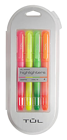 TUL® Highlighters, Chisel Tip, Assorted Barrel Colors, Assorted Ink Colors, Pack Of 4 Highlighters