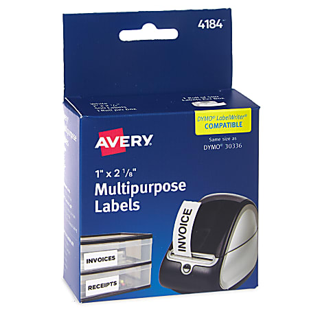 Avery® Thermal Multipurpose Labels, 4184, 1" x 2-1/8", White Matte, Pack Of 500 Labels