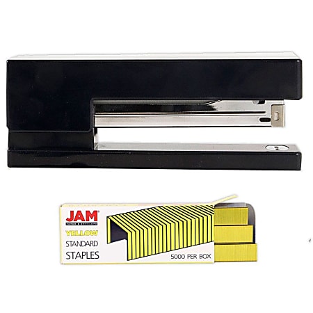 JAM Paper® 2-Piece Office Stapler Set, 1 Stapler & 1 Pack of Staples, Black/Yellow