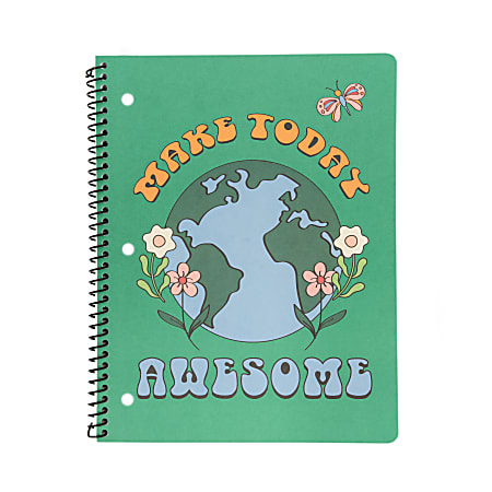 Eccolo Lena + Liam Back To School Notebook, 8-1/2" x 11", 1 Subject, College Rule, 80 Sheets, Earth Love Globe