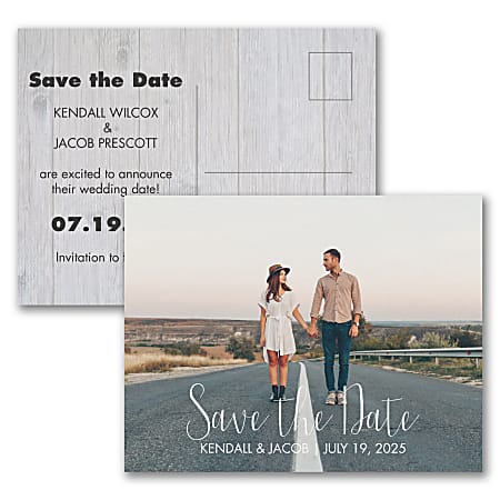 Custom Full Color Save The Date Postcards 5 12 x 4 14 Our Wedding Date Box  Of 25 Cards - Office Depot