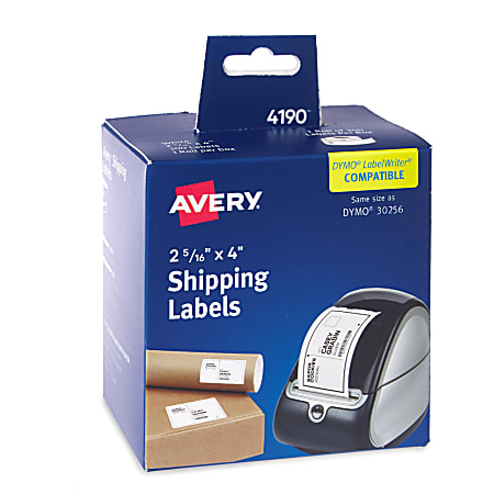 Avery® Direct Thermal Roll Labels, 4190, Rectangle, 2-5/16" x 4", White, 300 Shipping Labels Per Roll, 1 Roll