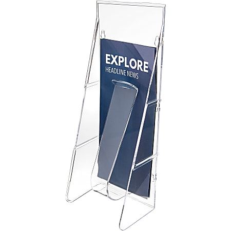 deflecto® Stand-Tall® Wall-Mount Literature Rack, Leaflet, 4.56w x 3.25d x 11.88h, Clear