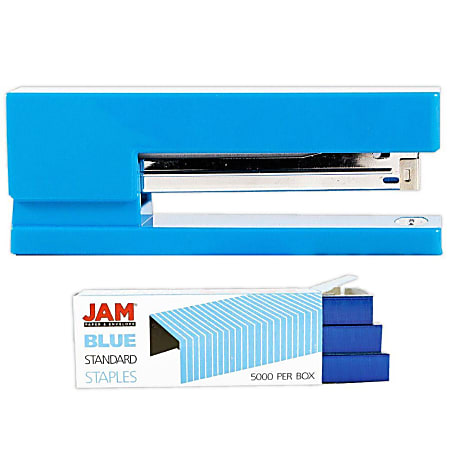 JAM Paper® 2-Piece Office Stapler Set, 1 Stapler & 1 Pack of Staples, Blue