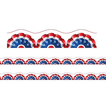 Charles Leonard Scallop Cut Borders/Trims, Patriotic Theme, 24’ Per Pack, Set Of 2 Packs