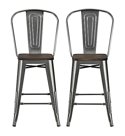 DHP Luxor Metal Counter Stool, Charcoal, Set Of 2