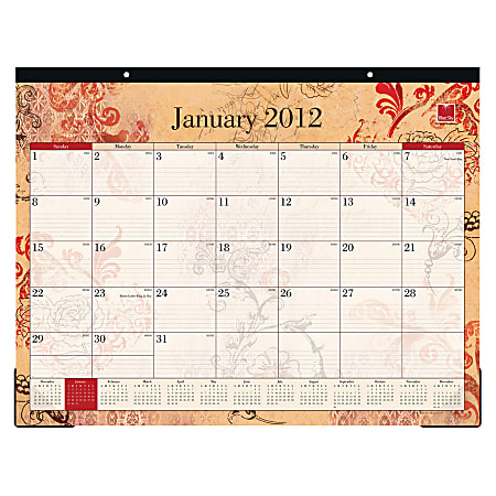 Blue Sky® 50% Recycled Desk Pad Calendar, 22" x 17", Heather, January-December 2012