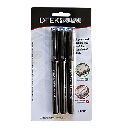 Control Group D-TEK Counterfeit Detector Pens, Black, Pack Of 3 Pens