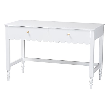 Baxton Studio 47"W Roni Modern Cottage Style Writing Desk With Drawers, White, Total Qty 1