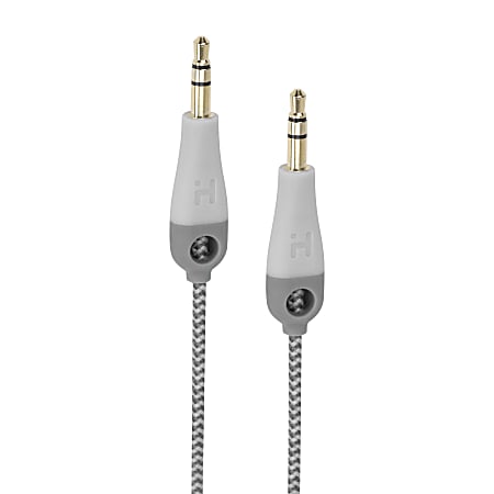 iHome® Double-Injected Nylon Audio Cable With Enhanced Strain Relief, 5', White, IH-CT2552W