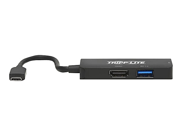 Tripp Lite USB C Multiport Adapter - HDMI 4K @ 60 Hz, 4:4:4, HDR, USB-A, USB-C PD 3.0 Charging (100W), Black - Video / audio adapter - 24 pin USB-C male reversible to HDMI, USB Type A, 24 pin USB-C female - 6 in - black - 4K support