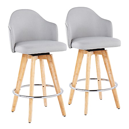 LumiSource Ahoy Fabric Counter Stools, Natural/Light Gray, Set Of 2 Stools