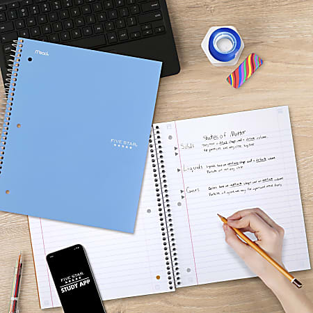 Five Star Spiral Notebook Plus Study App 5 Subject Wide Ruled 8 x