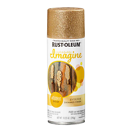 Rust-Oleum Imagine Craft and Hobby Glitter Spray Paint, 10.25 Oz, Gold, Pack Of 4 Cans