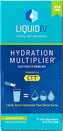 Liquid IV Hydration Multiplier Sticks, Watermelon, 4.52 Fl Oz, Pack Of 10 Sticks