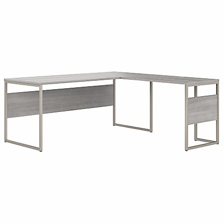Bush Business Furniture Hybrid 72"W L-Shaped Corner Desk Table With Metal Legs, Platinum Gray, Standard Delivery