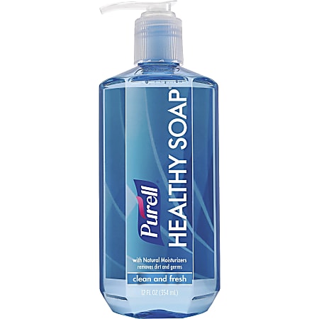 PURELL® Healthy Soap - Fresh Clean Scent - 12 fl oz (354.9 mL) - Pump Bottle Dispenser - Dirt Remover, Kill Germs - Hand, Home, Office - Blue - 12 / Carton