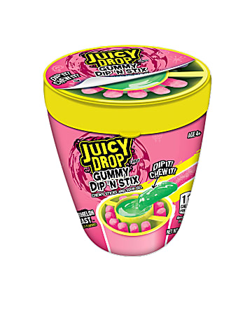 Bazooka Juicy Drop Gummy Dip N Stix Candy 3.38 Oz Box Of 8