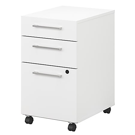 Bush Business Furniture 400 20-1/6"D Vertical 3-Drawer Mobile File Cabinet, White, Standard Delivery