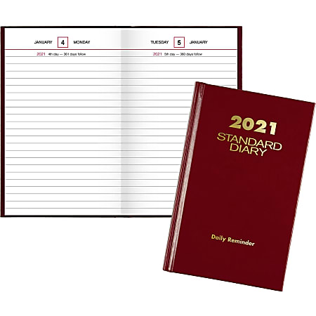 At-A-Glance Standard Diary Daily Reminder - Business - Julian Dates - Daily - 1 Year - January 2021 till December 2021 - 1 Day Single Page Layout - 4 3/16" x 6 1/2" White Sheet - Book Bound - Red - Vinyl - Red