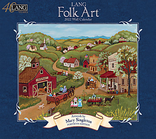 Lang Monthly Wall Calendar, 10”H x 13-7/16”W, Folk Art, January To December 2022