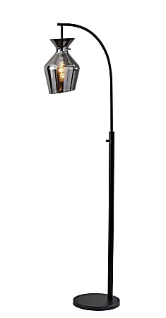Adesso Tate Floor Lamp, 65”H, Mirrored Smoked Glass Shade/Black Base