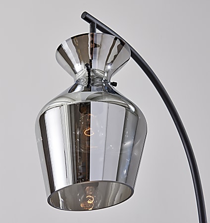 Adesso Tate Floor Lamp 65 H Mirrored Smoked Glass ShadeBlack Base Office Depot