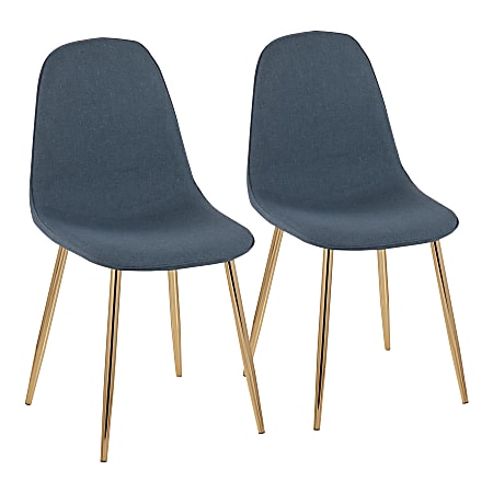LumiSource Pebble Fabric Chairs, Blue/Gold, Set Of 2 Chairs