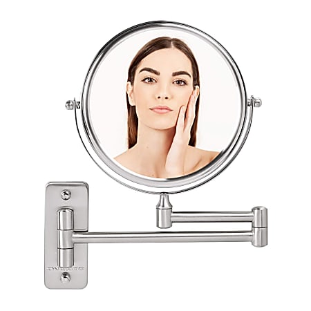 Ovente MNLFW70BR1X7X Wall-Mounted Double-Sided Vanity Makeup Mirror, 7X Magnification, Nickel