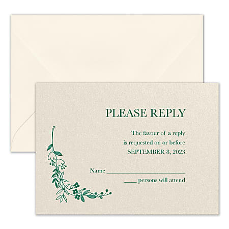 Custom Shaped Wedding Event Response Cards With Envelopes 4 78 x 3 12  Picturesque Watercolor Box Of 25 Cards - Office Depot