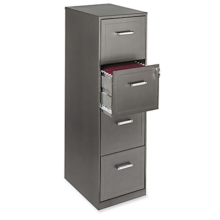 Reale 18 D Vertical 4 Drawer File Cabinet Metallic Charcoal Office Depot