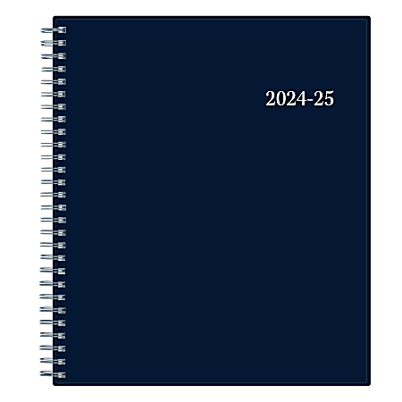 2024-2025 Blue Sky Collegiate Monthly Planner, 8” x 10”, Navy Blue, July 2024 To June 2025, 148674-A