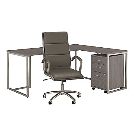 kathy ireland Office® by Bush Business Furniture Method 72"W L-Shaped Desk With Mobile File Cabinet And High-Back Office Chair, Cocoa, Premium Installation