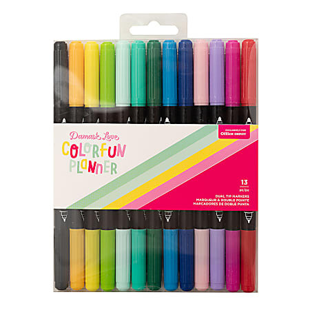 American Crafts Damask Love Colorfun Planner Dual Tip Markers Assorted ...