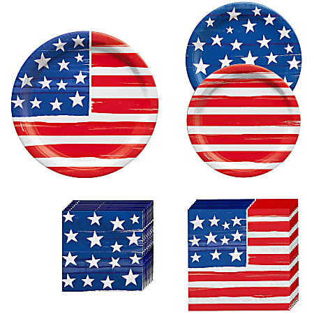 Amscan Painted Patriotic Tableware Kit, Red/White/Blue