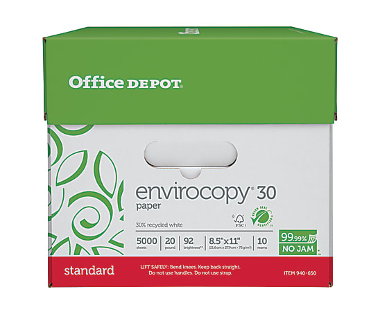 Papel Reciclado Oficio Office Depot Ecológico Paquete 500 hojas blancas