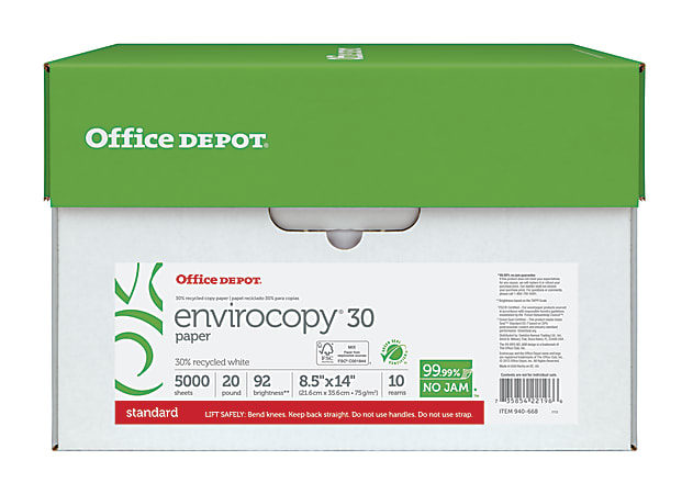 Office Depot Brand EnviroCopy Copy Paper Legal Size 8 12 x 14 ...