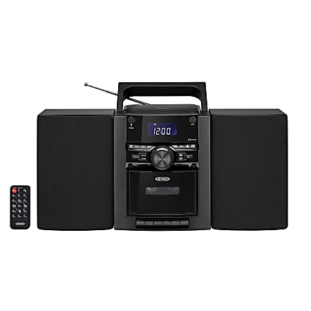 JENSEN Bluetooth® CD-785 Portable CD Music System With Cassette Player And AM/FM Radio, Medium, Black