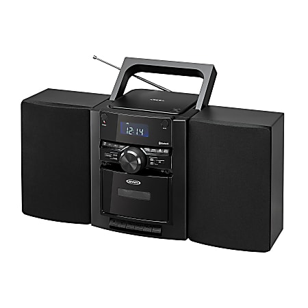 JENSEN Bluetooth CD 785 Portable CD Music System With Cassette Player And  AMFM Radio Medium Black - Office Depot