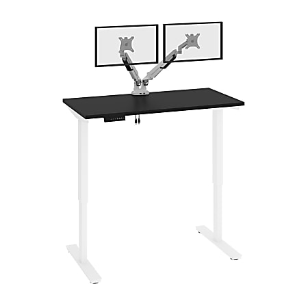 Bestar Viva Electric 48"W Standing Desk With Dual Monitor Arms, Black