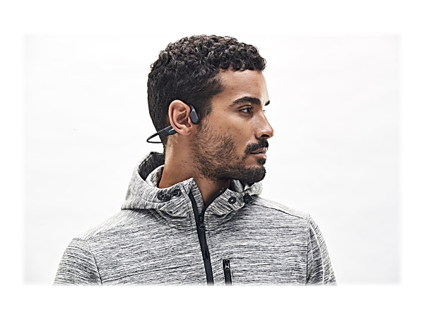 AfterShokz Aeropex Headphones with mic open ear behind the neck