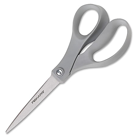 Fiskars® Office Scissors, 8", Straight Pointed, Gray