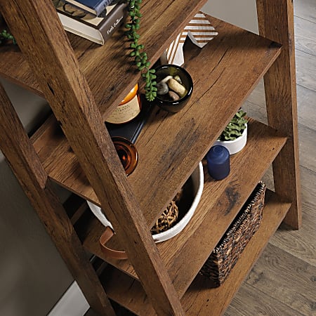 Sauder Trestle 72 H 5 Shelf Bookcase Vintage Oak - Office Depot