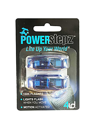 4ID Power Stepz Motion Activated LEDs, 4"H x 2 3/4"W x 1"D, Blue, Pack Of 2 Lights