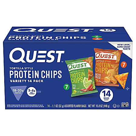 Quest Tortilla Style Protein Chip Variety Pack, 1.1 Oz, Total Qty 14