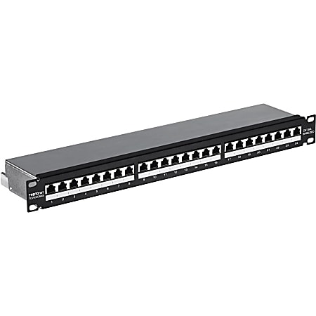 TRENDnet 24-Port Cat6A Shielded Patch Panel, 1U 19" Metal Housing, 10G Ready, Cat5e,Cat6,Cat6A Compatible, Cable Management, Color-Coded Labeling