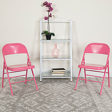 Flash Furniture HERCULES COLORBURST Metal Triple-Braced Folding Chair, Bubblegum Pink