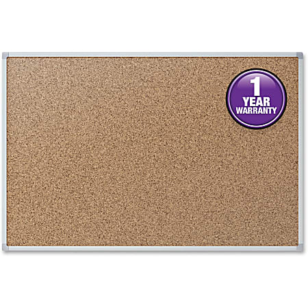Mead Classic Cork Bulletin Board - 36" Board Height x 48" Board Width - Natural Cork Surface - Self-healing - Silver Aluminum Frame - 1 Each