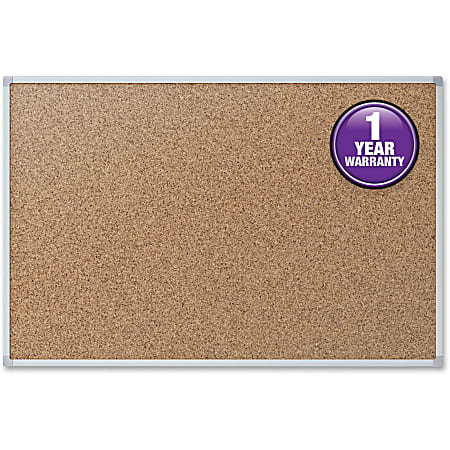 Mead Classic Cork Bulletin Board - 36" Height x 48" Width - Natural Cork Surface - Self-healing - Silver Aluminum Frame - 1 Each