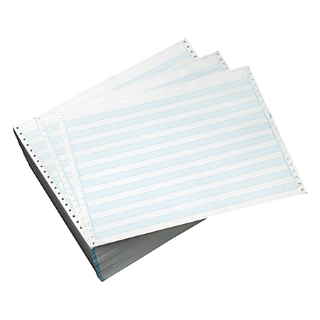 Office Depot® Brand Computer Paper, 1 Part, 20 Lb, 14 7/8" x 11", Non-Perforated, Bond, 1/2" Blue Bar, Box Of 2,500 Sheets